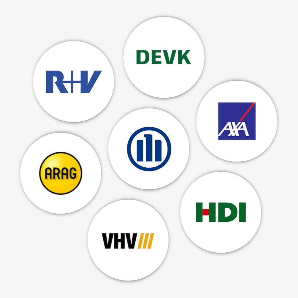 Logos verschiedener Partnerversicherungen im Überblick